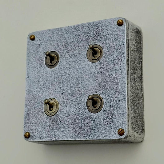 4 Gang 2 Way Solid Cast Metal Conduit Light Switch Industrial