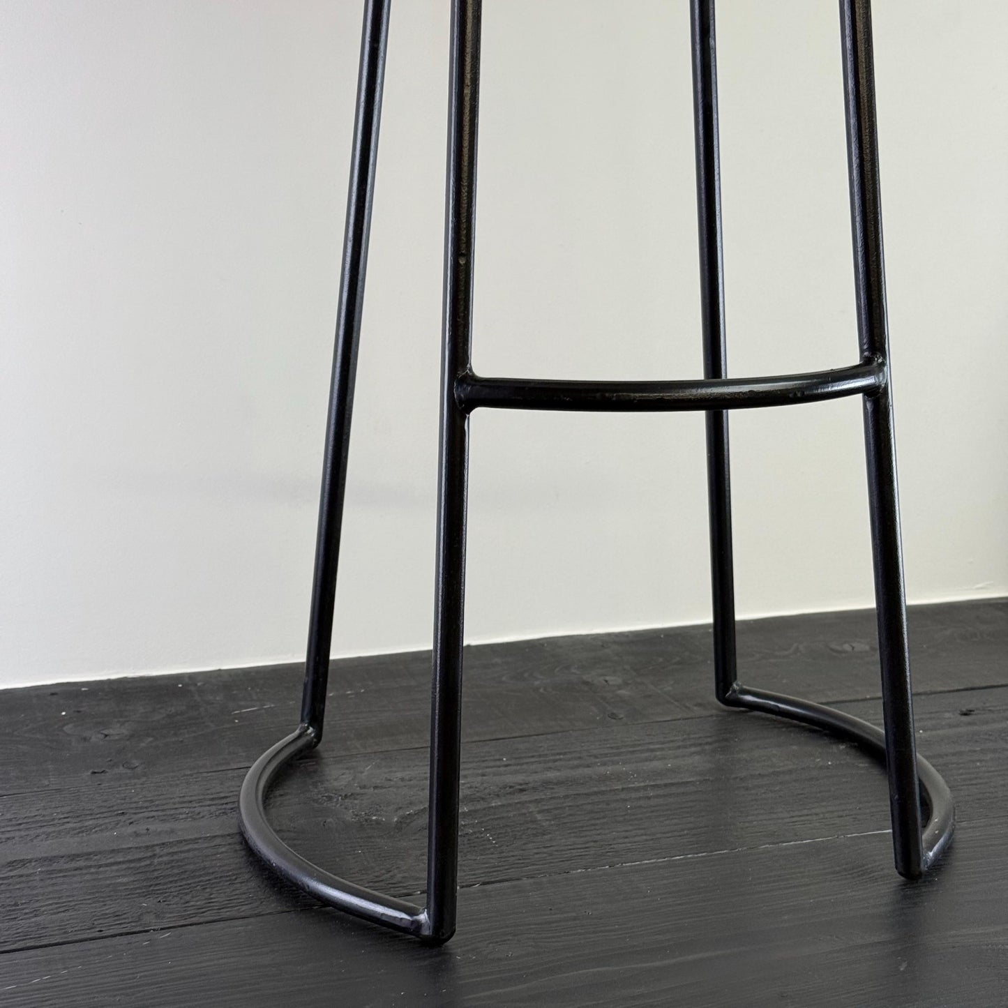 Solid Mango Wooden Top Bar Stool Hand Crafted - Kitchen Black Iron