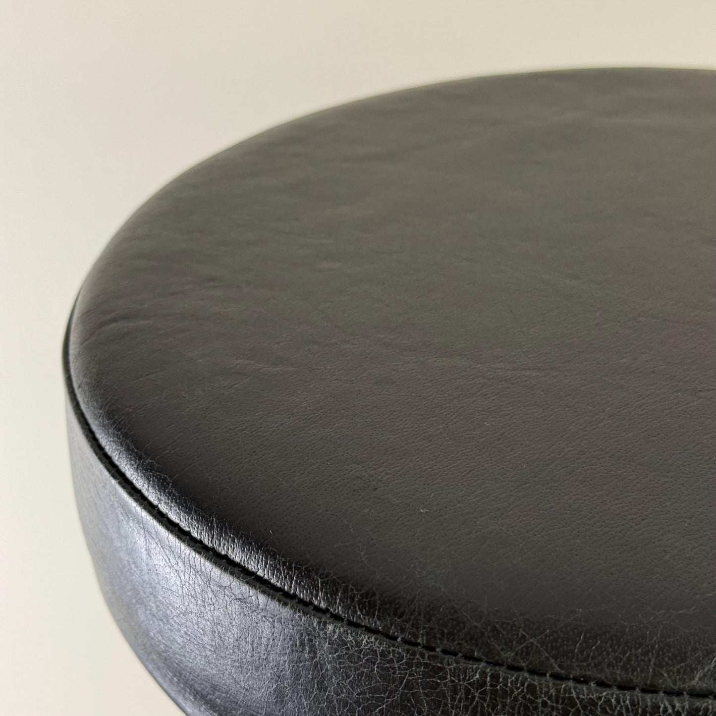 Brass Bar Adjustable Stool Black Leather Top Seat | Vintage Industrial Style