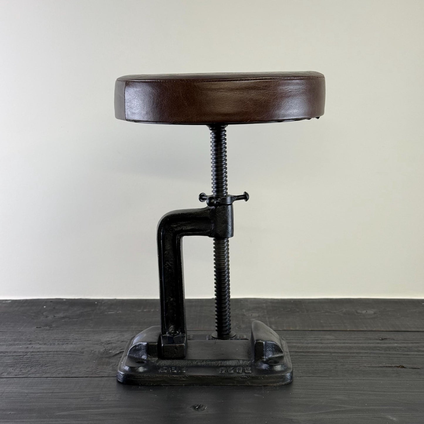 Vice Clamp Industrial Solid Bar Stool Wood or Leather Top
