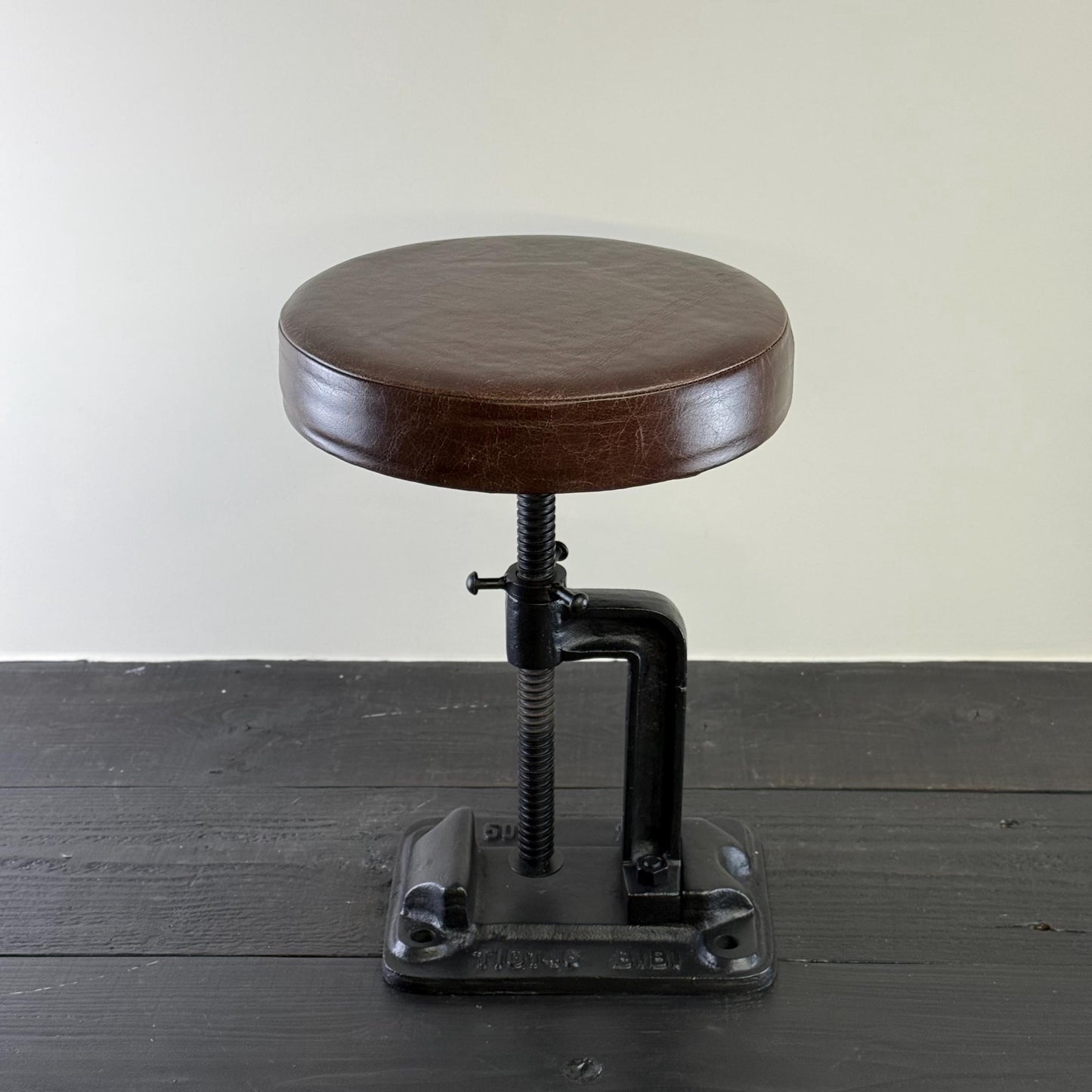 Vice Clamp Industrial Solid Bar Stool Wood or Leather Top