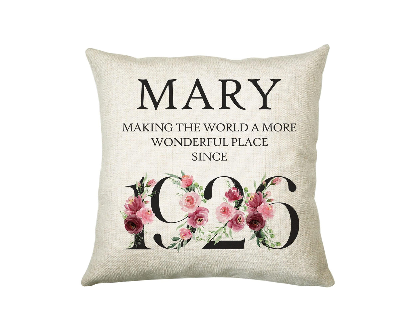 100th Birthday Gift for Women - Personalised 1926 Birthday Cushion Age 100 Gift for Her - Ladies Floral Design Mum Nan Gran Hundred BND100C