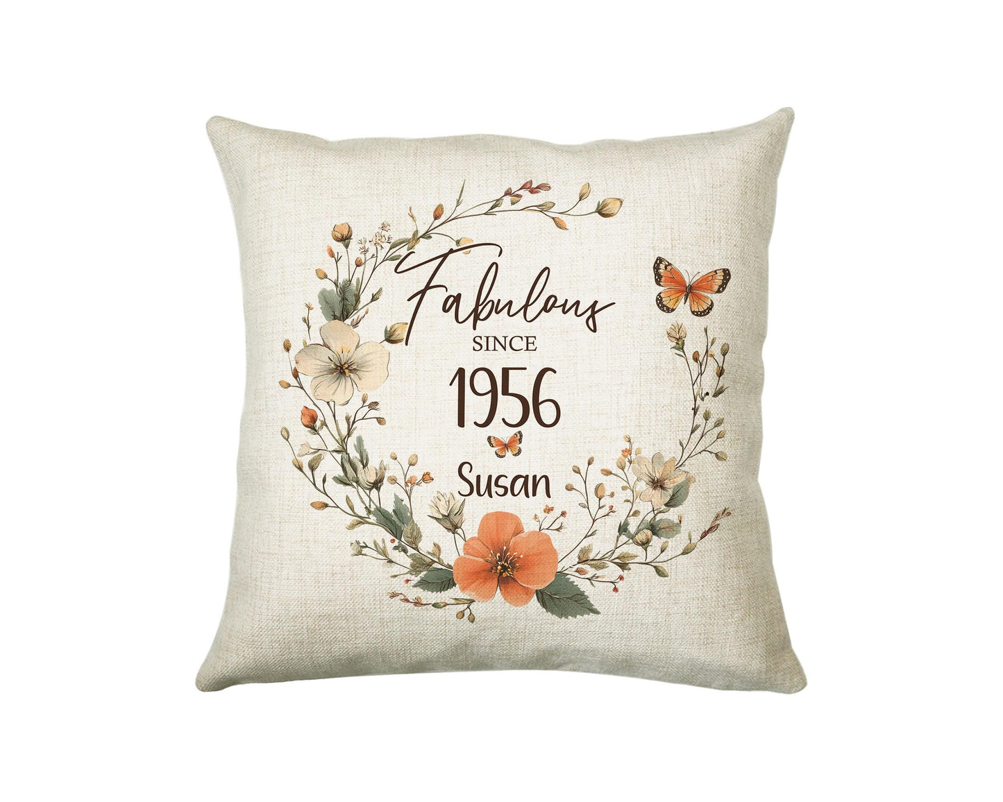 70th Birthday Gift for Women - Personalised 1956 Birthday Cushion Age 70 Gift for Her - Ladies Floral Design Mum Nan Gran Seventy BNL70C