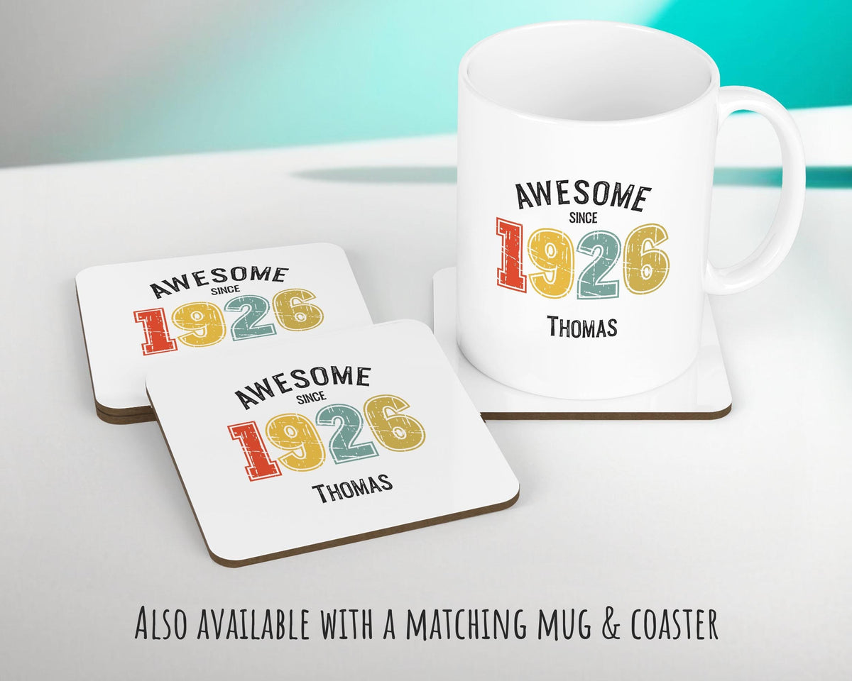 100th Birthday Gift for Men - Personalised Birthday Cushion Age 100 Gift for Him Custom Retro Number Design Dad Grandad Ninety BNG100C