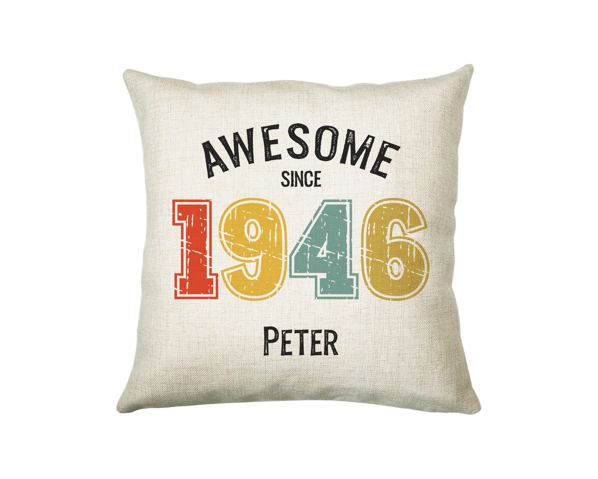 80th Birthday Gift for Men - Personalised Birthday Cushion Age 80 Gift for Him Custom Retro Vintage Number Design Dad Grandad Eighty BNG80C