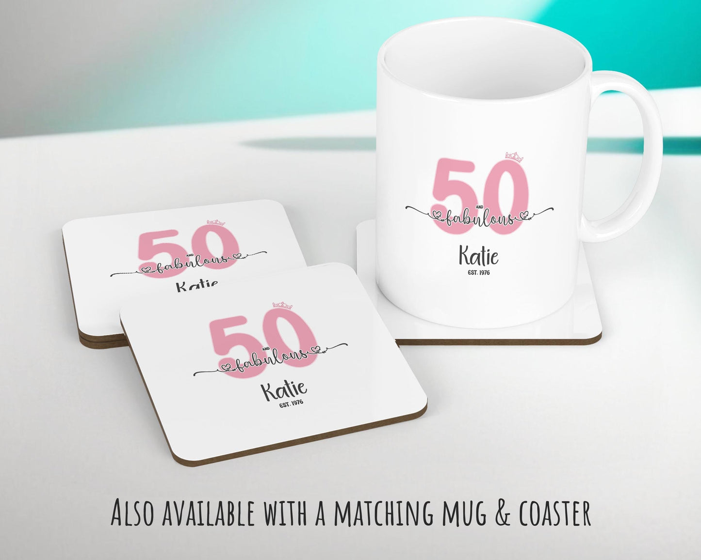 50th Birthday Gift for Women 50 and Fabulous Est 1976 Personalised Birthday Cushion Gift for Her Ladies Pink Design Mum Nanny Fifty BNH50C