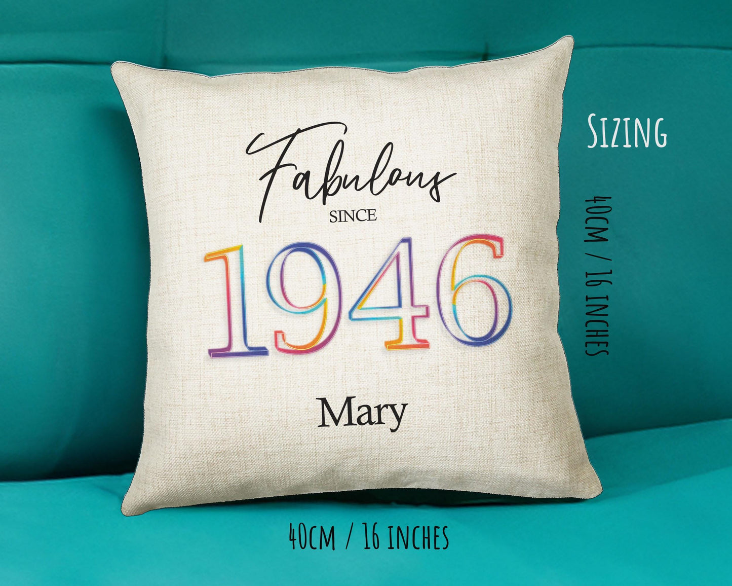 80th Birthday Gift for Women - Personalised 1946 Birthday Cushion Age 80 Gift for Her - Ladies Floral Age Design Mum Nan Gran Eighty BNN80C