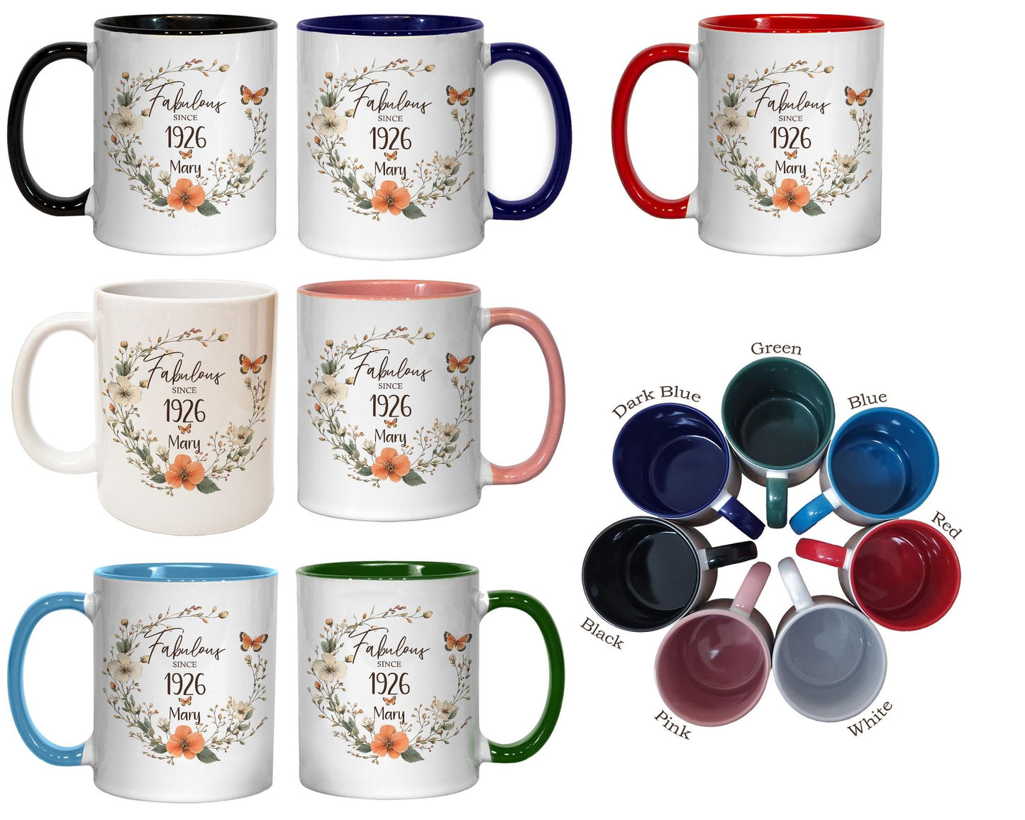 100th Birthday Gift for Women - Fabulous Since 1926 Personalised Mug Coaster Age 100 Gift for Her Ladies Floral Butterfly Mum Nan BNL100M