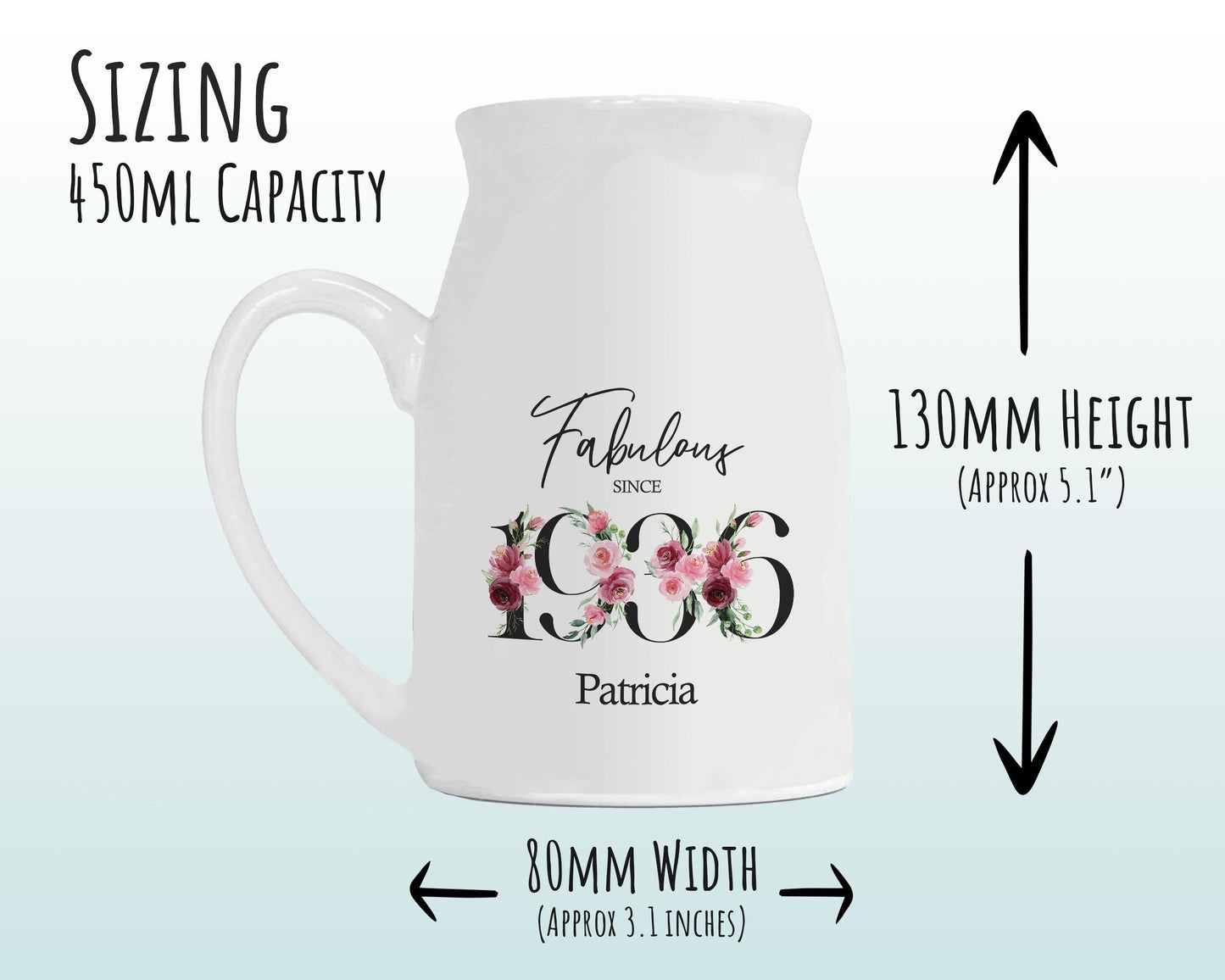 90th Birthday Gift for Women - Fabulous Since 1936 Small Personalised Flower Pot Vase 90 Gift for Her Ladies Floral Design Nan Gran BNC90