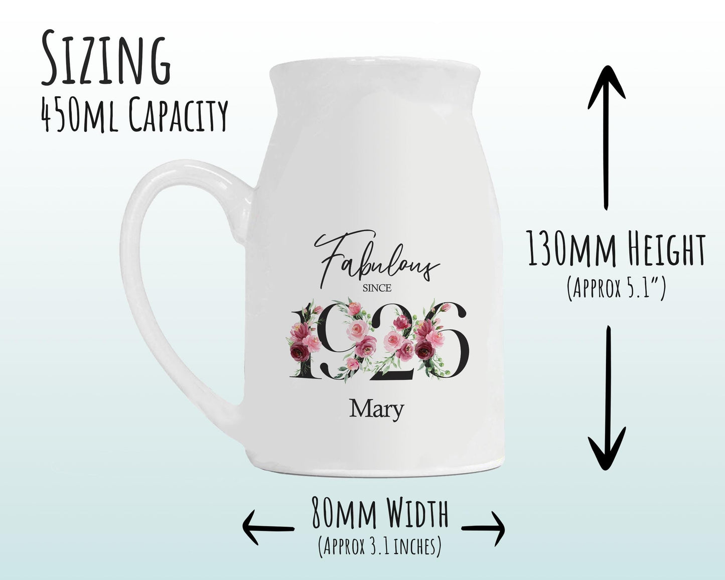 100th Birthday Gift for Women - Fabulous Since 1926 Small Personalised Flower Pot Vase 100 Gift for Her Ladies Floral Design Nan Gran BNC100