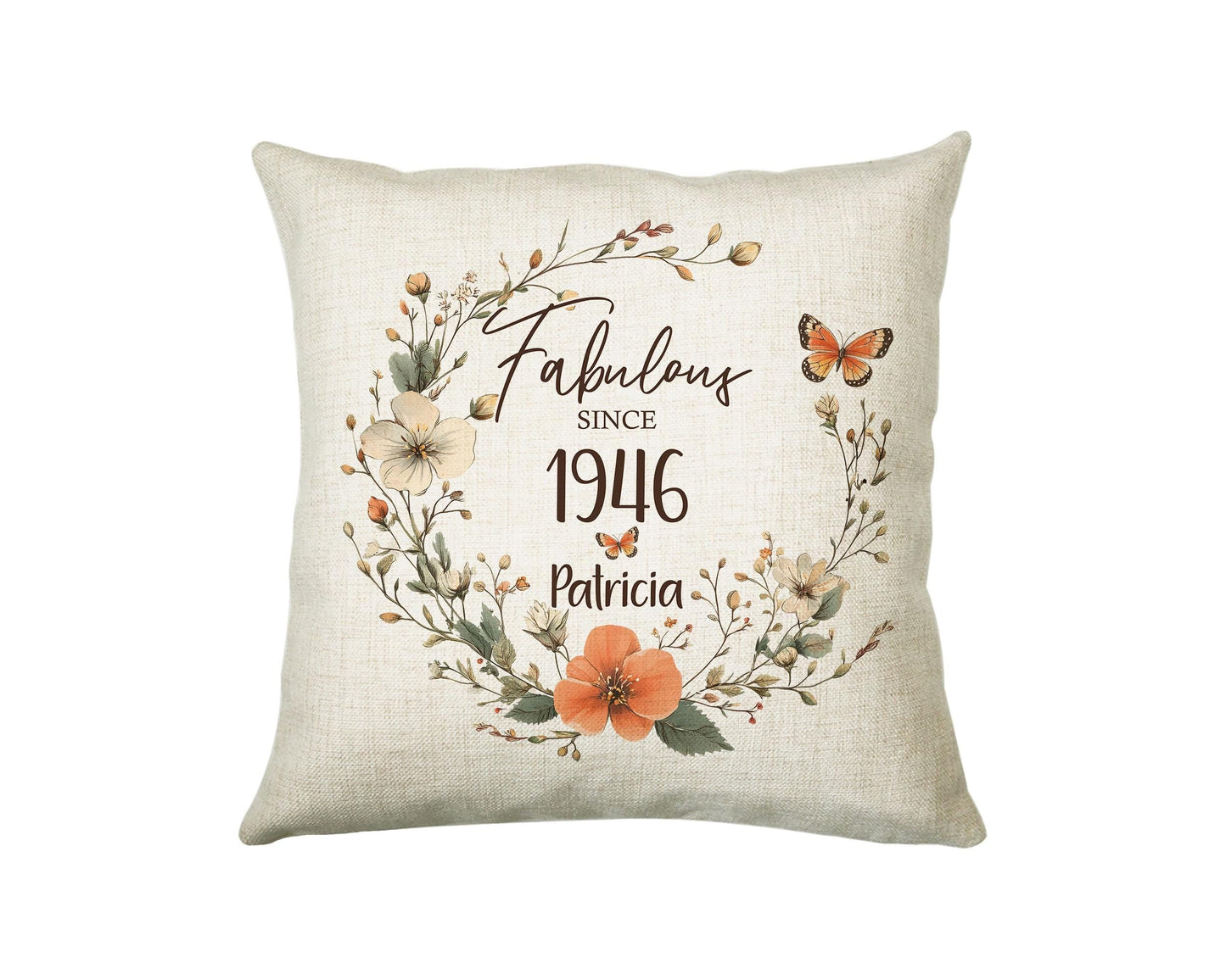 80th Birthday Gift for Women - Personalised 1946 Birthday Cushion Age 80 Gift for Her - Ladies Floral Age Design Mum Nan Gran Eighty BNL80C