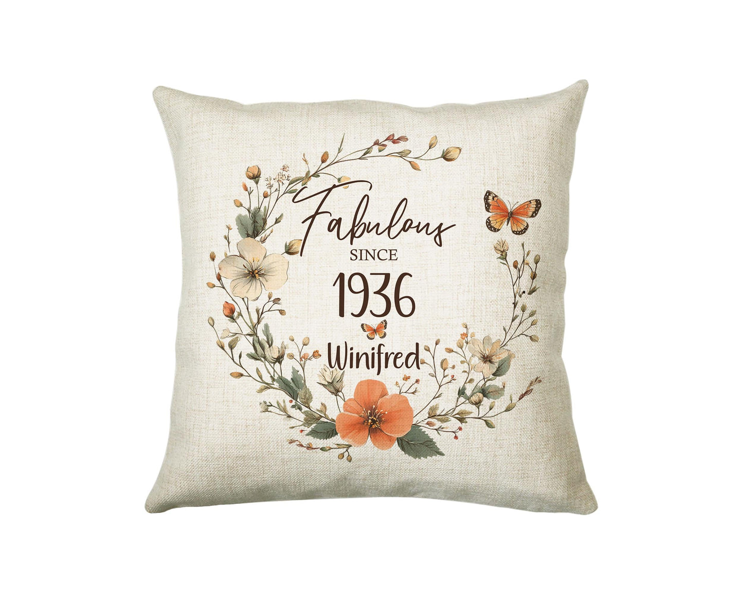 90th Birthday Gift for Women - Personalised 1936 Birthday Cushion Age 90 Gift for Her - Ladies Floral Age Design Mum Nan Gran Ninety BNL90C