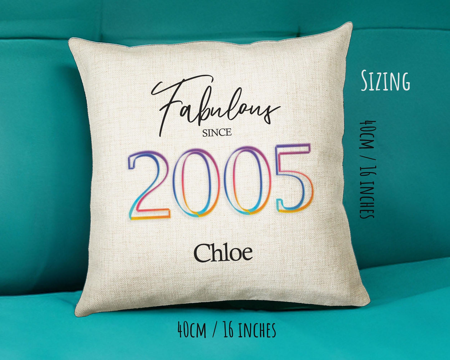 21st Birthday Gift for Women - Personalised 2005 Birthday Cushion Age 21 Gift for Her Lady Floral Design Daughter Sister Twenty One BNN21C