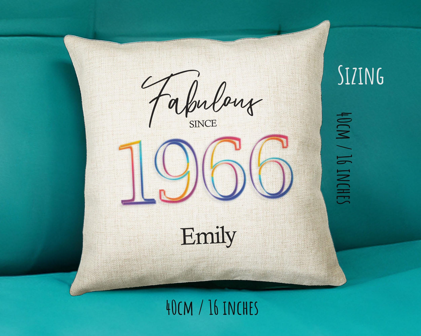 60th Birthday Gift for Women - Personalised 1966 Birthday Cushion Age 60 Gift for Her - Ladies Floral Age Design Mum Nan Gran Sixty BNN60C