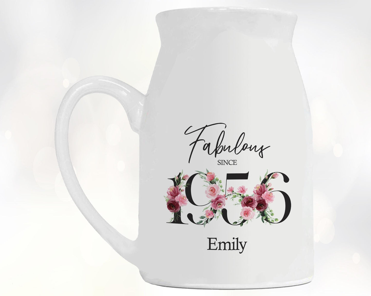 70th Birthday Gift for Women - Fabulous Since 1956 Small Personalised Flower Pot Vase 70 Gift for Her Ladies Floral Design Nan Gran BNC70