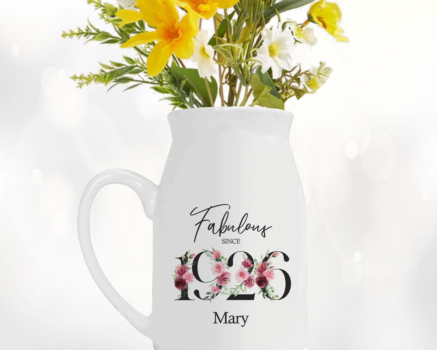 100th Birthday Gift for Women - Fabulous Since 1926 Small Personalised Flower Pot Vase 100 Gift for Her Ladies Floral Design Nan Gran BNC100