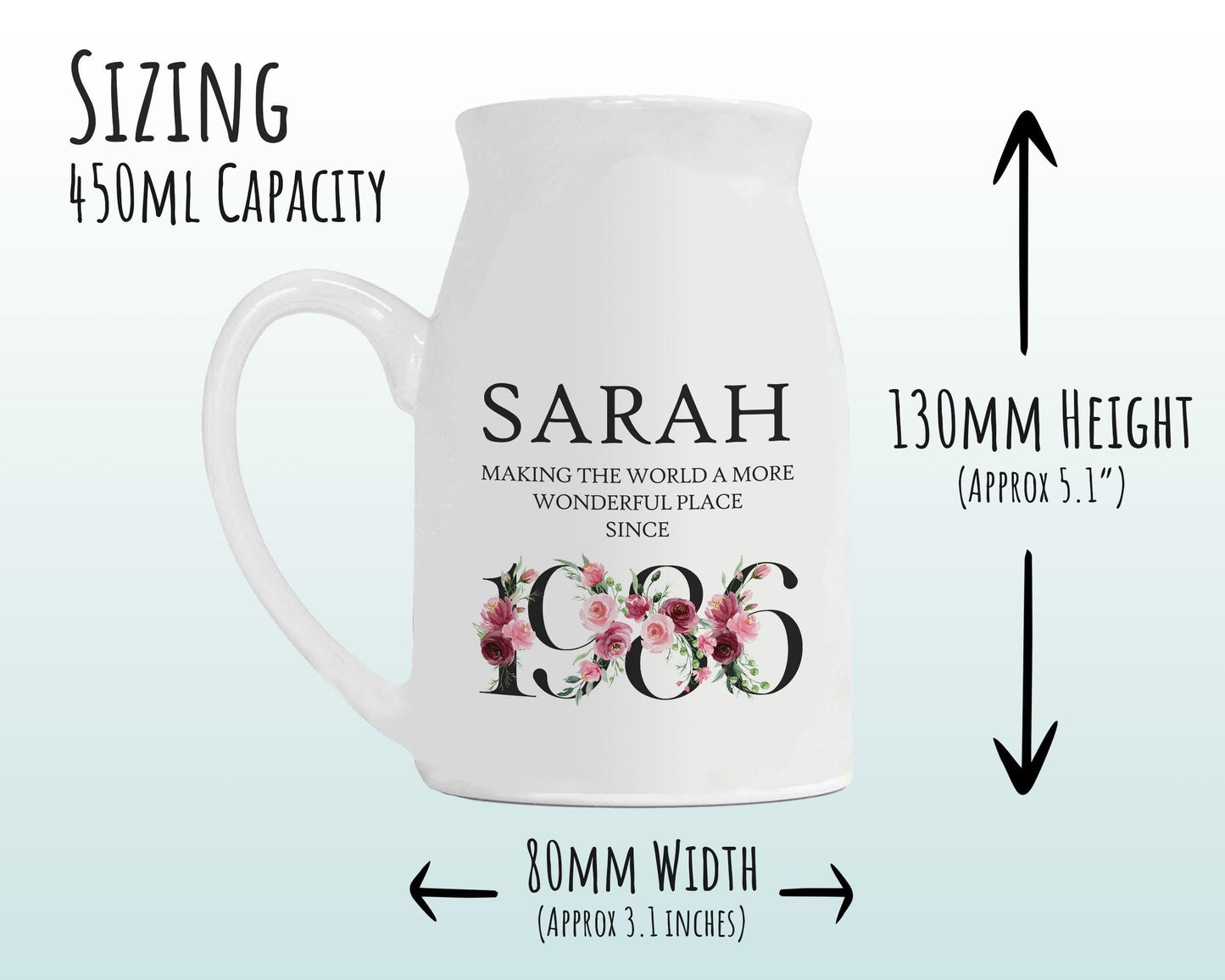 40th Birthday Gift for Women Wonderful since 1986 Small Personalised Flower Pot Vase 40 Gift for Her Ladies Floral Design Mum Daughter BND40