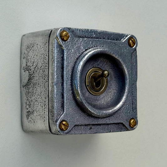 Single Gang Solid Metal Conduit Toggle Light Switch - Industrial Vintage Crabtree