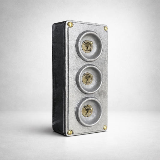 3 Gang 2 Way Solid Cast Metal Toggle Light Switch