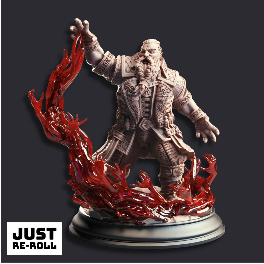 Korgrin Bloodstone Blood Pact Warlock - 3D Printed Warlock Character Miniature