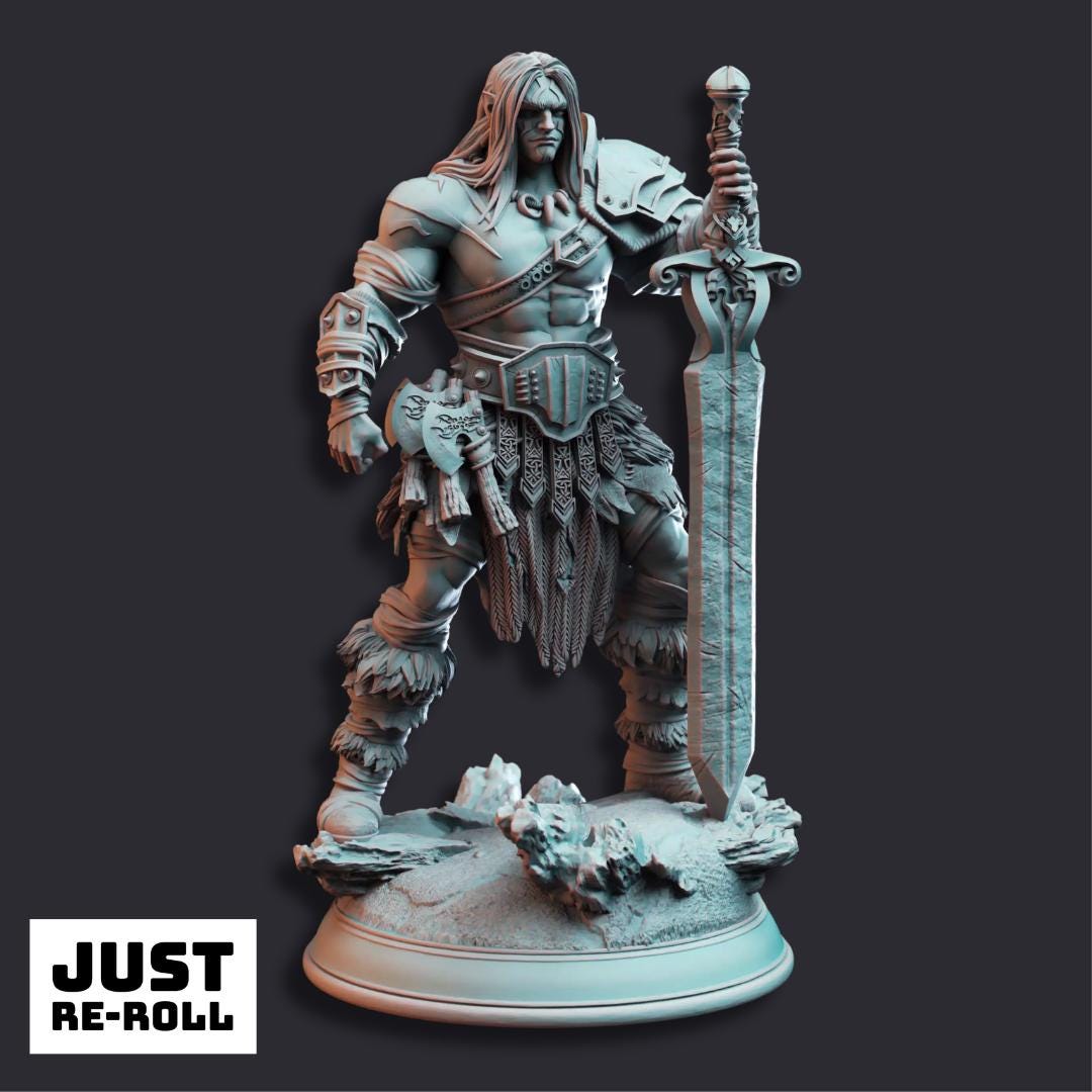 Oovur Colossal Wastewalker Barbarian - 3D Printed Barbarian Character Miniature