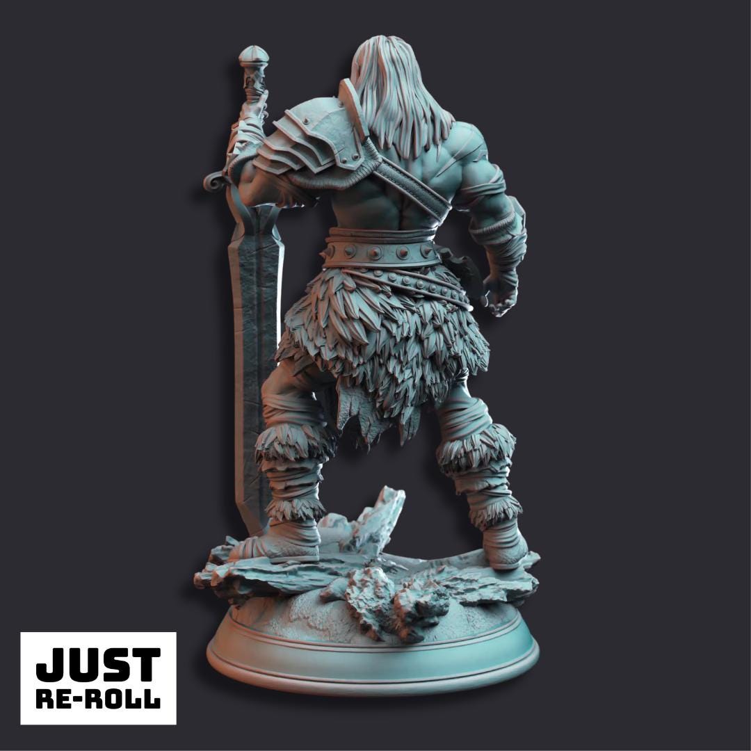 Oovur Colossal Wastewalker Barbarian - 3D Printed Barbarian Character Miniature
