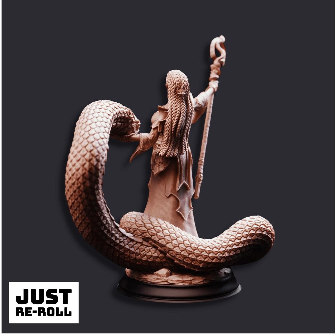 Zarya Sun Elf Snake Sorceress - 3D Printed Sorcerer Character Miniature