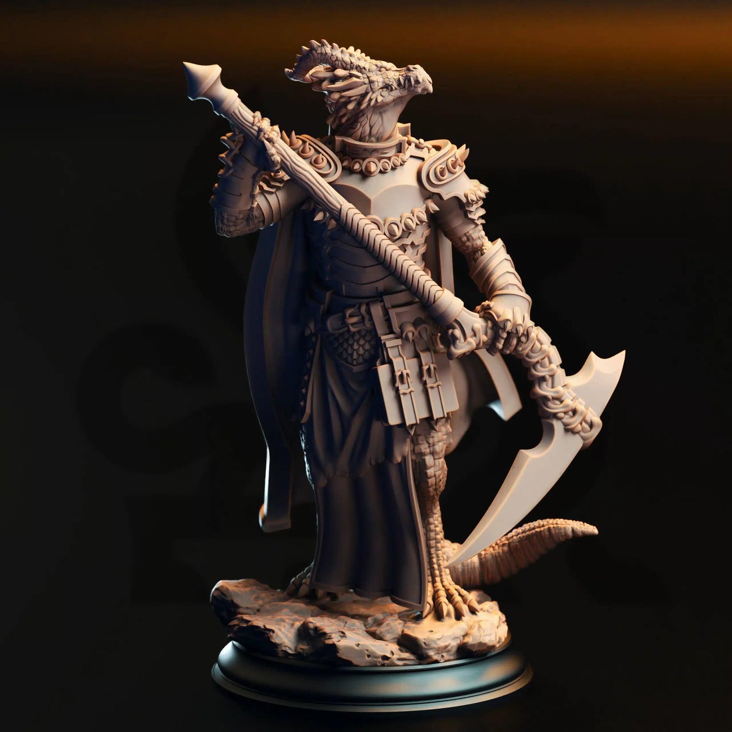 Ilvias the Reaper Silver Dragonkin Warlock - 3D Printed Warlock Character Miniature