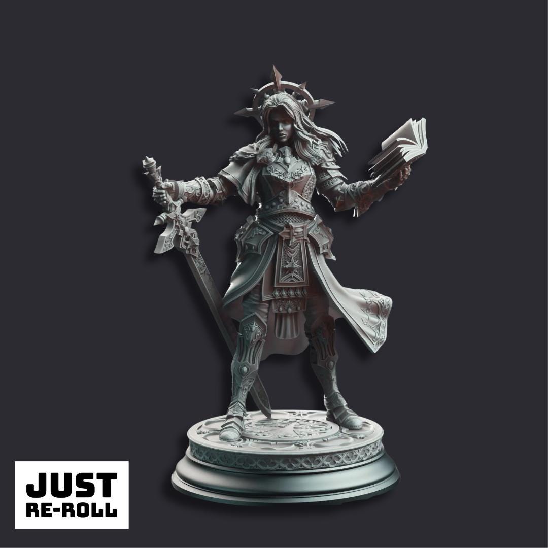 Johanna Saffron the Scorned Vengeance Paladin - 3D Printed Paladin Character Miniature