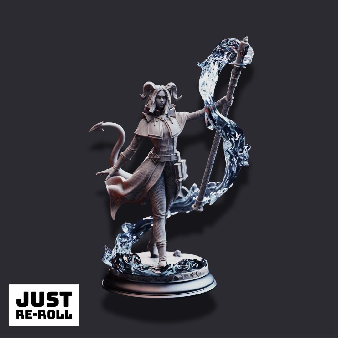 Aria the Faithful – Tiefling Sorceress - 3D Printed Sorcerer Character Miniature