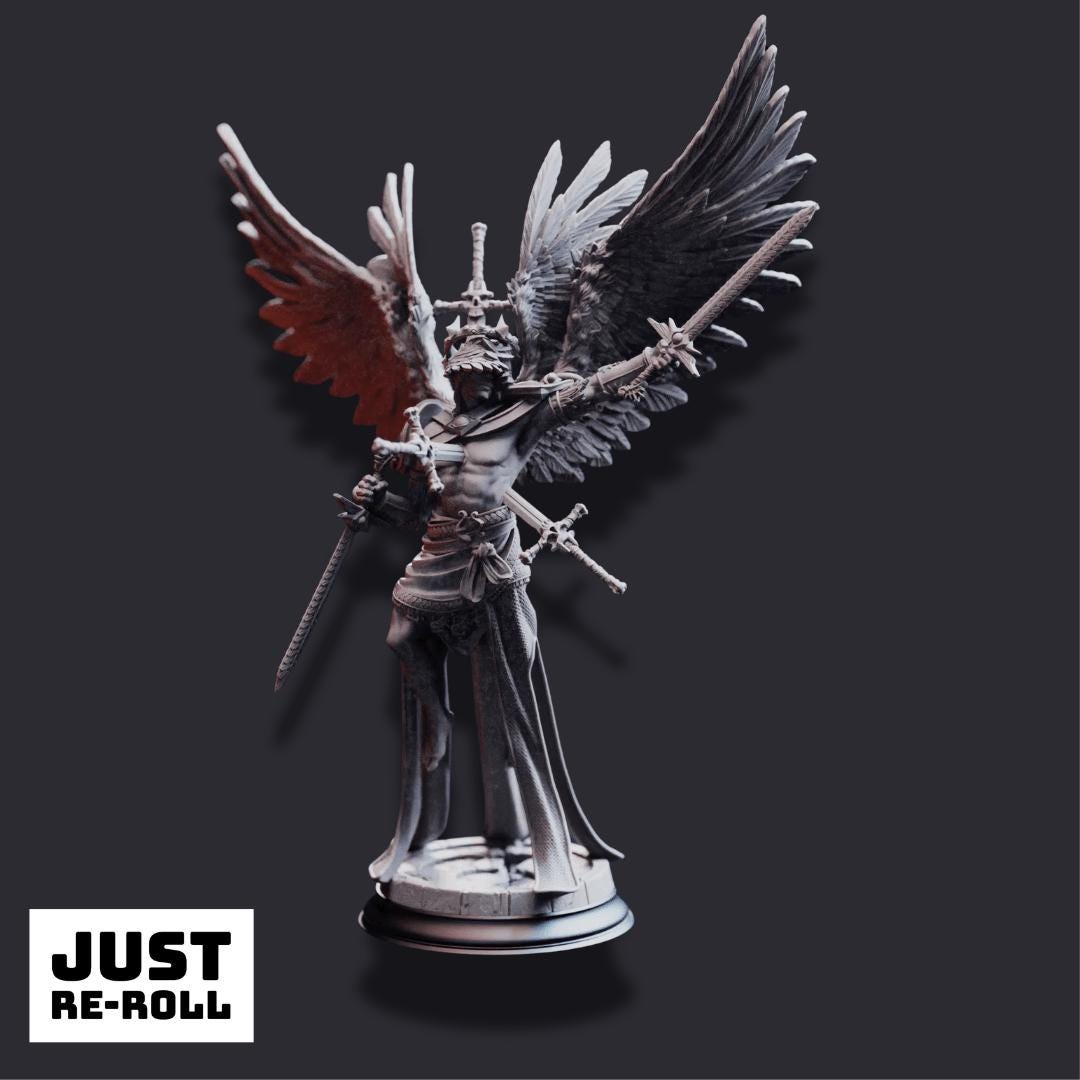 Caerian the Inevitable – Angel of Death - 3D Printed Fighter Character Miniature