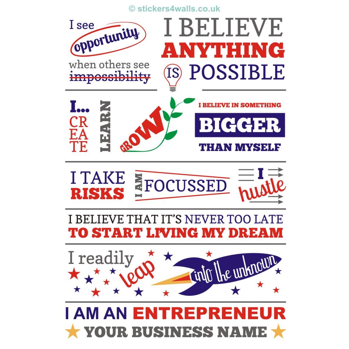 Small Business Inspirational Wall Sticker For Entrepreneurs