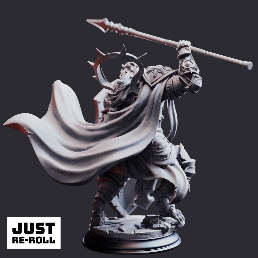 Kigari Solheart Paladin Miniature – Lionfolk Warrior, Tabletop Gaming Figure (Grey Resin)