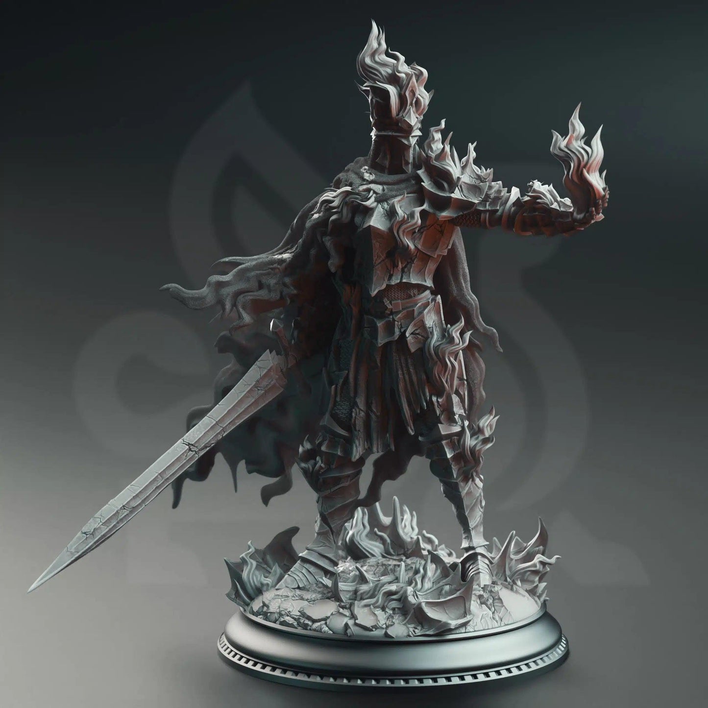 Ser Elias the Heartless The Burning Knight - 3D Printed Paladin Character Miniature