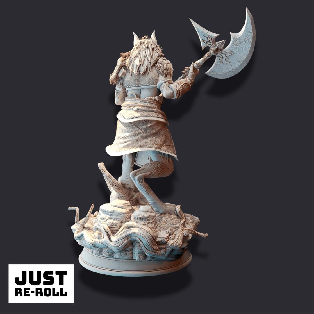 Ariana Grey – The Wolf Queen (Wolf Form) - 3D Printed Barbarian Character Miniature