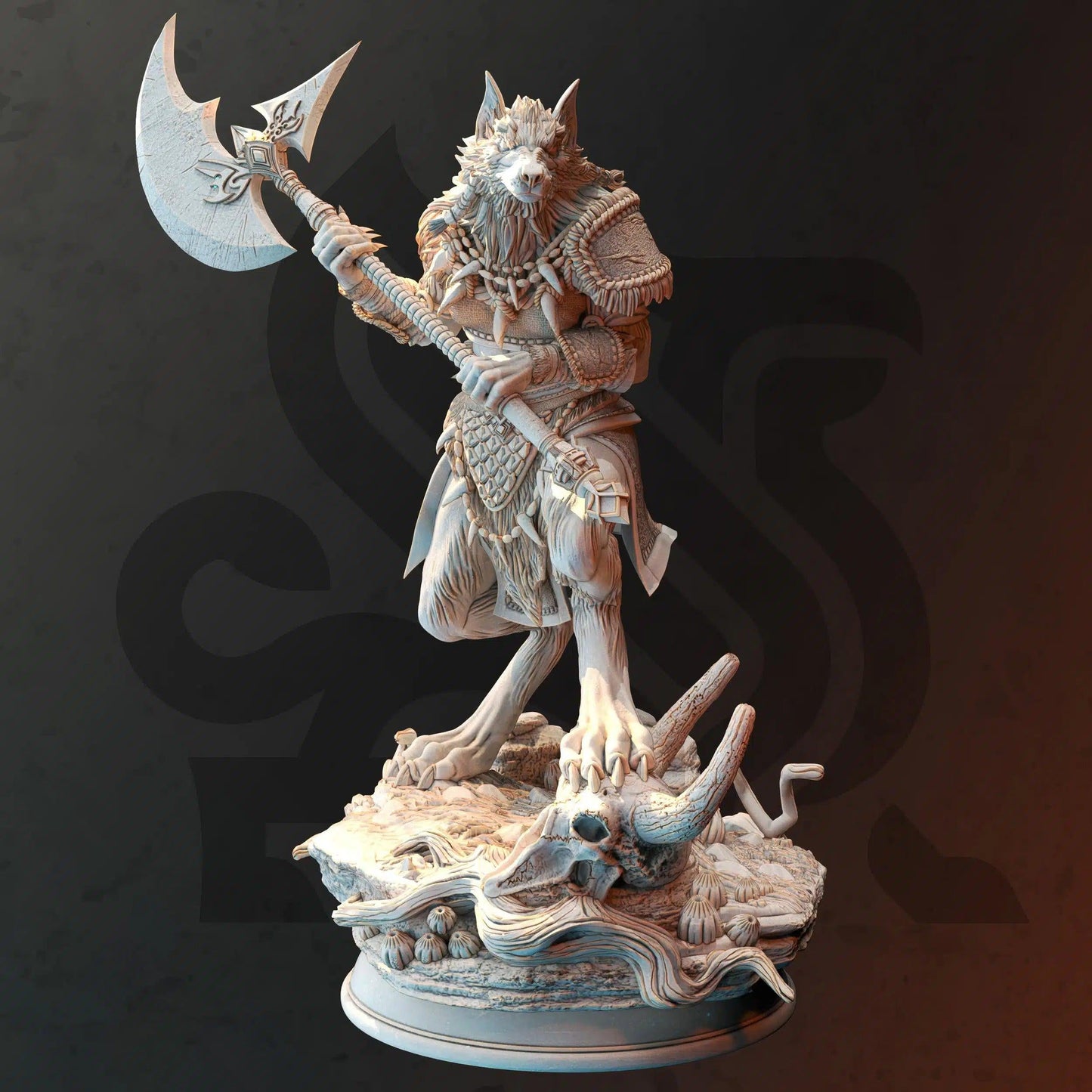 Ariana Grey – The Wolf Queen (Wolf Form) - 3D Printed Barbarian Character Miniature