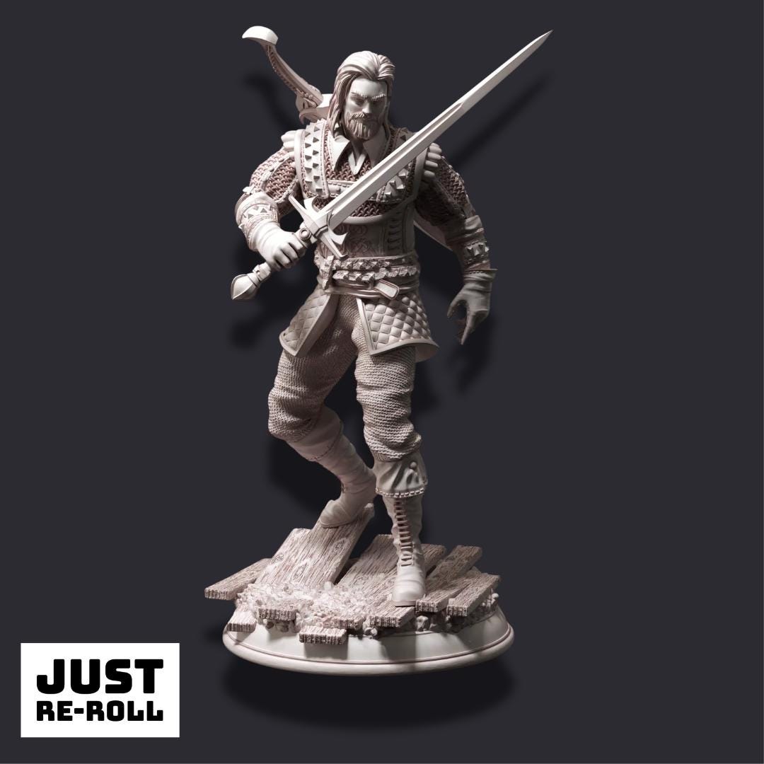 Tarick Wolfheart - 3D Printed Fighter Character Miniature