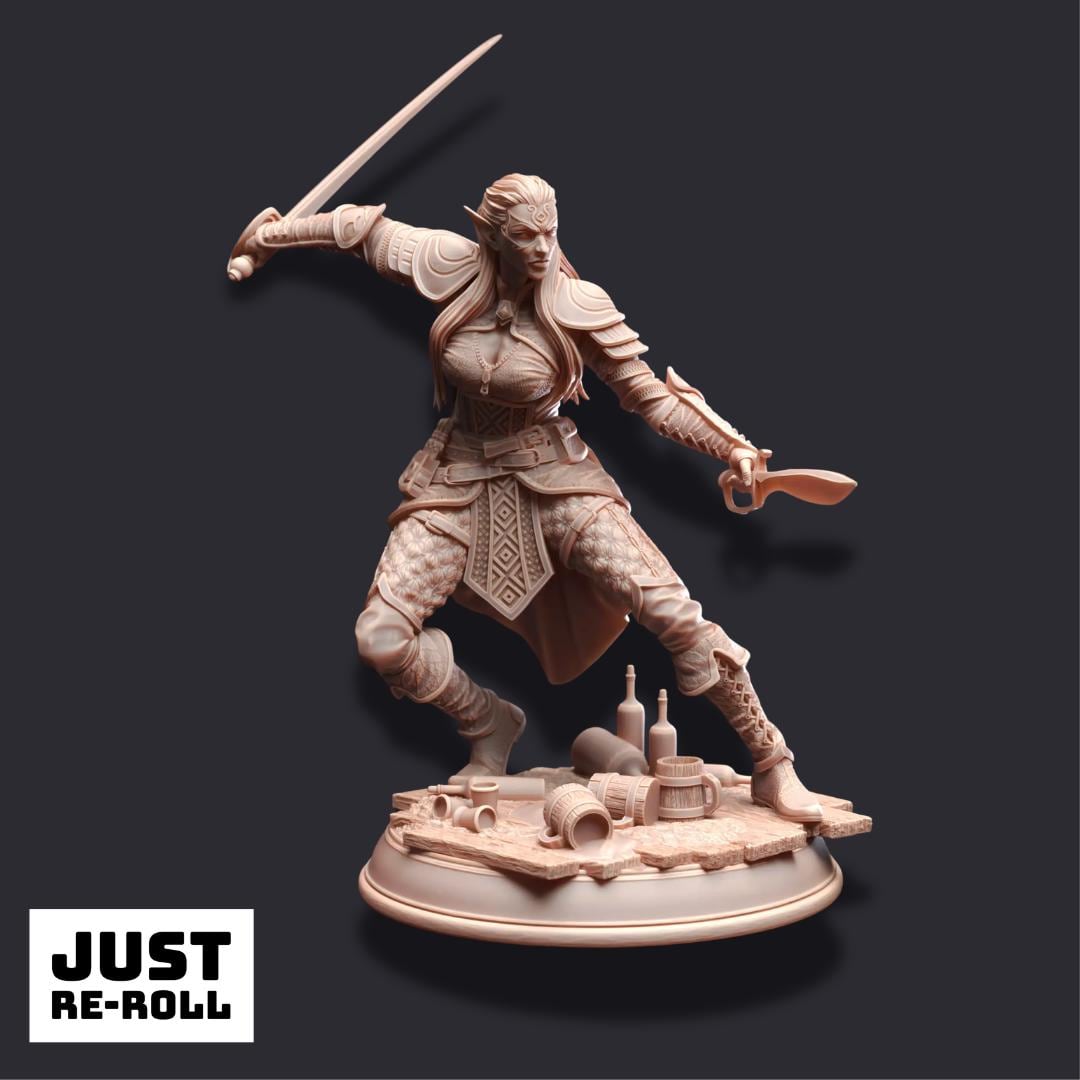 Hali Brookes – Water Elemi Rogue - 3D Printed Fighter Character Miniature