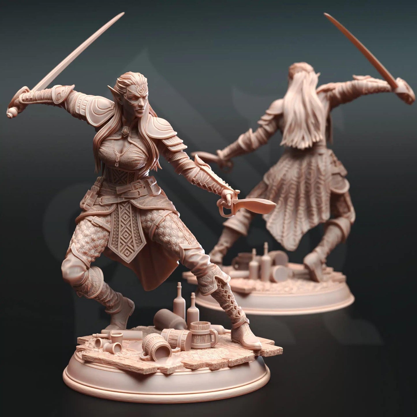 Hali Brookes – Water Elemi Rogue - 3D Printed Fighter Character Miniature