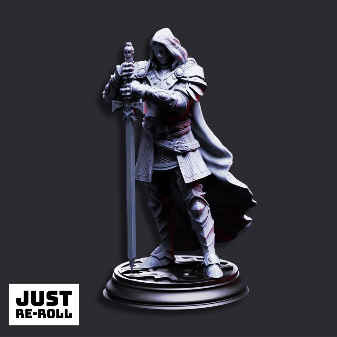Visage The Faceless Knight - 3D Printed Fighter Character Miniature