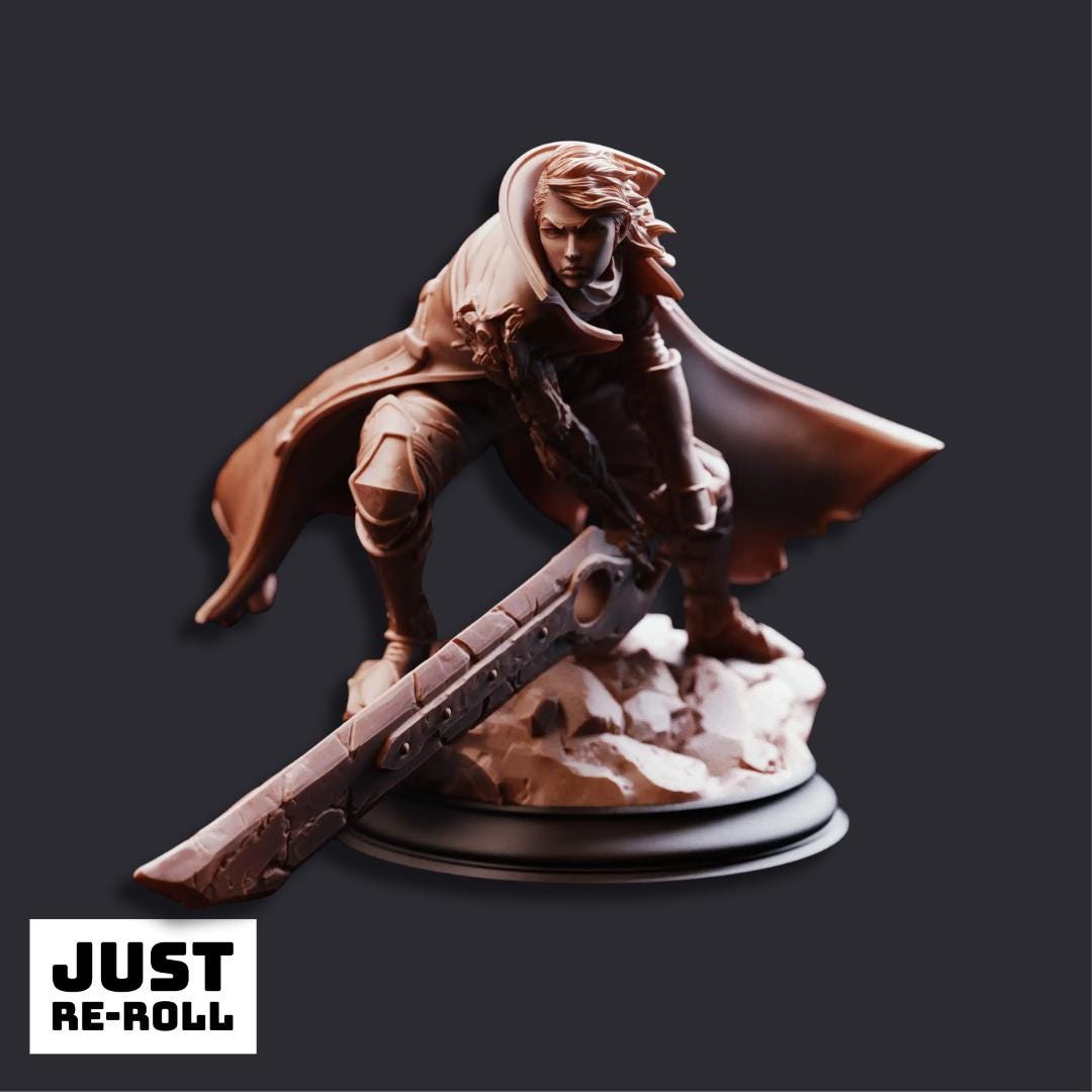 Firenzia Fireblood Fire Elementalist Warrior - 3D Printed Fighter Character Miniature