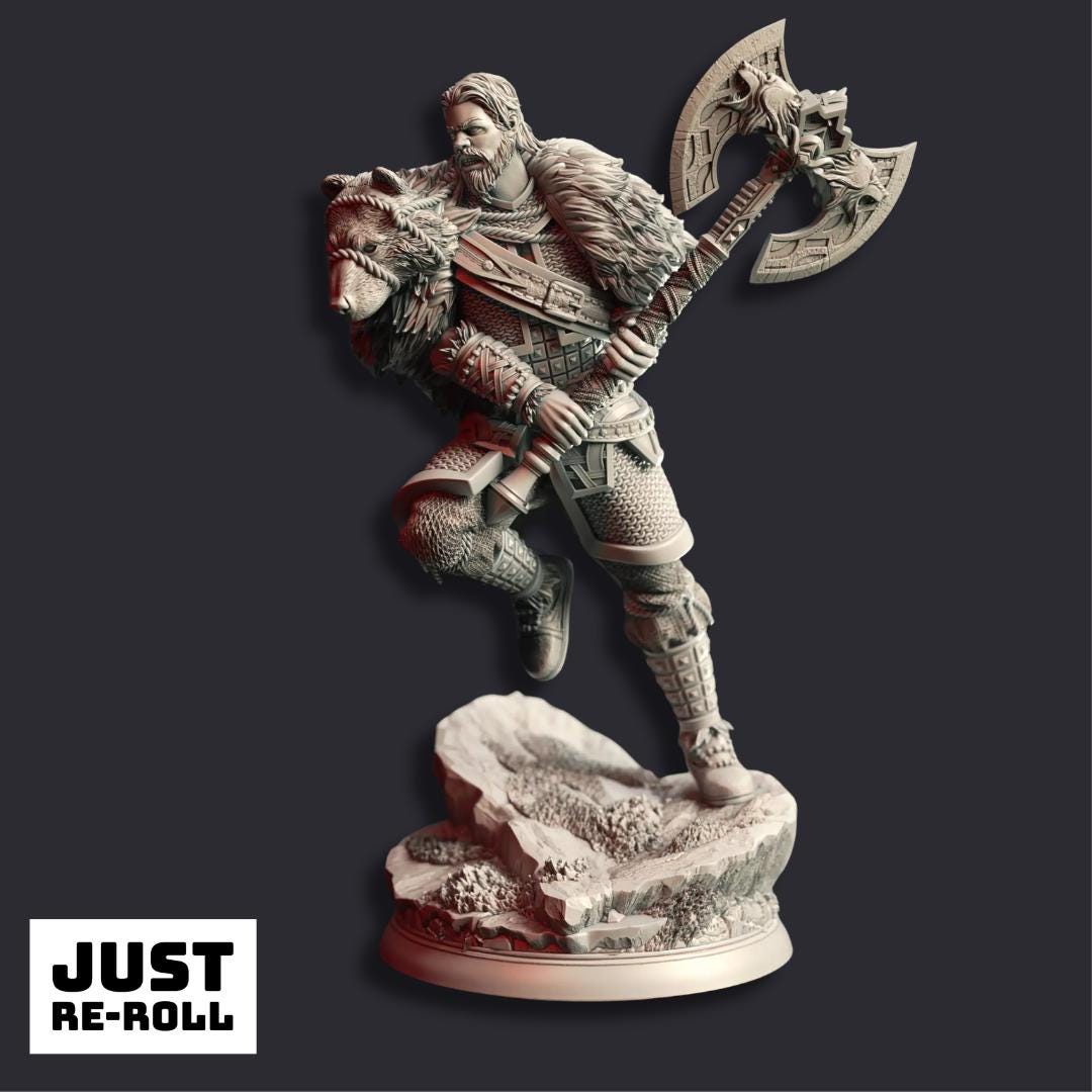 King Hjolmir II King of Formen - 3D Printed Barbarian Character Miniature