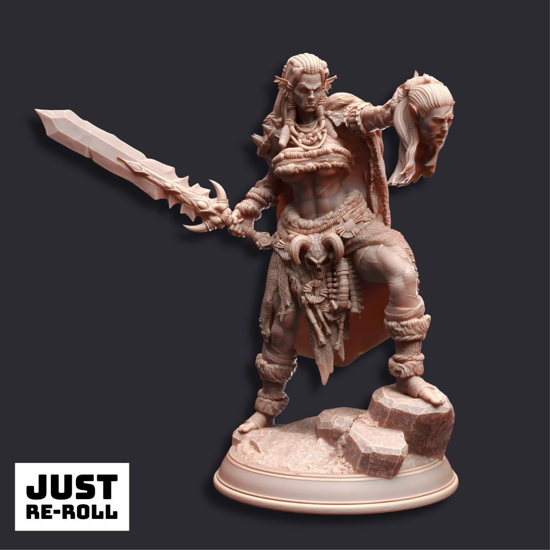 Brakaza The Goblin Queen - 3D Printed Barbarian Character Miniature