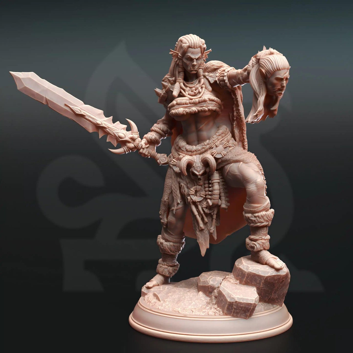 Brakaza The Goblin Queen - 3D Printed Barbarian Character Miniature
