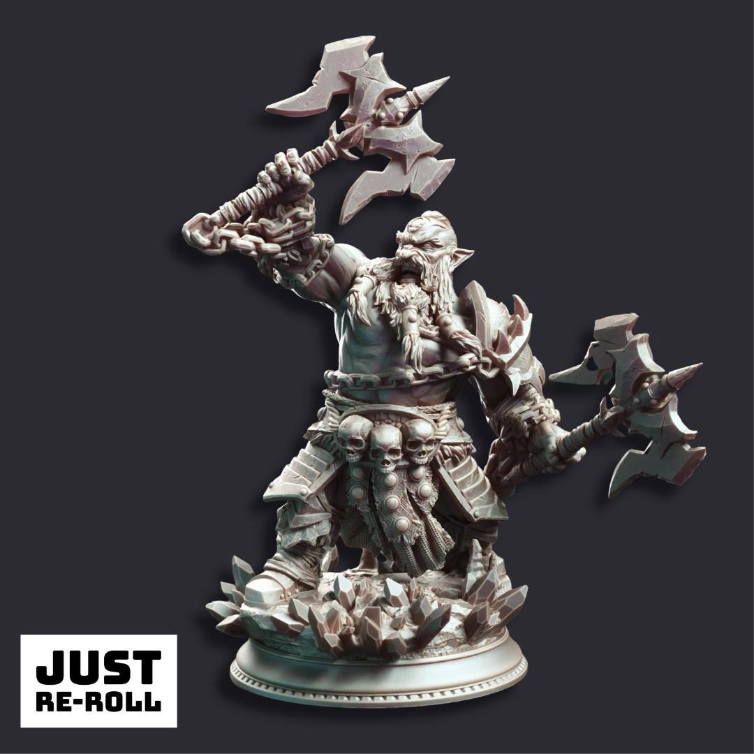 Korthart the Hateful Heart Dark Dwarf Berserker - 3D Printed Barbarian Character Miniature