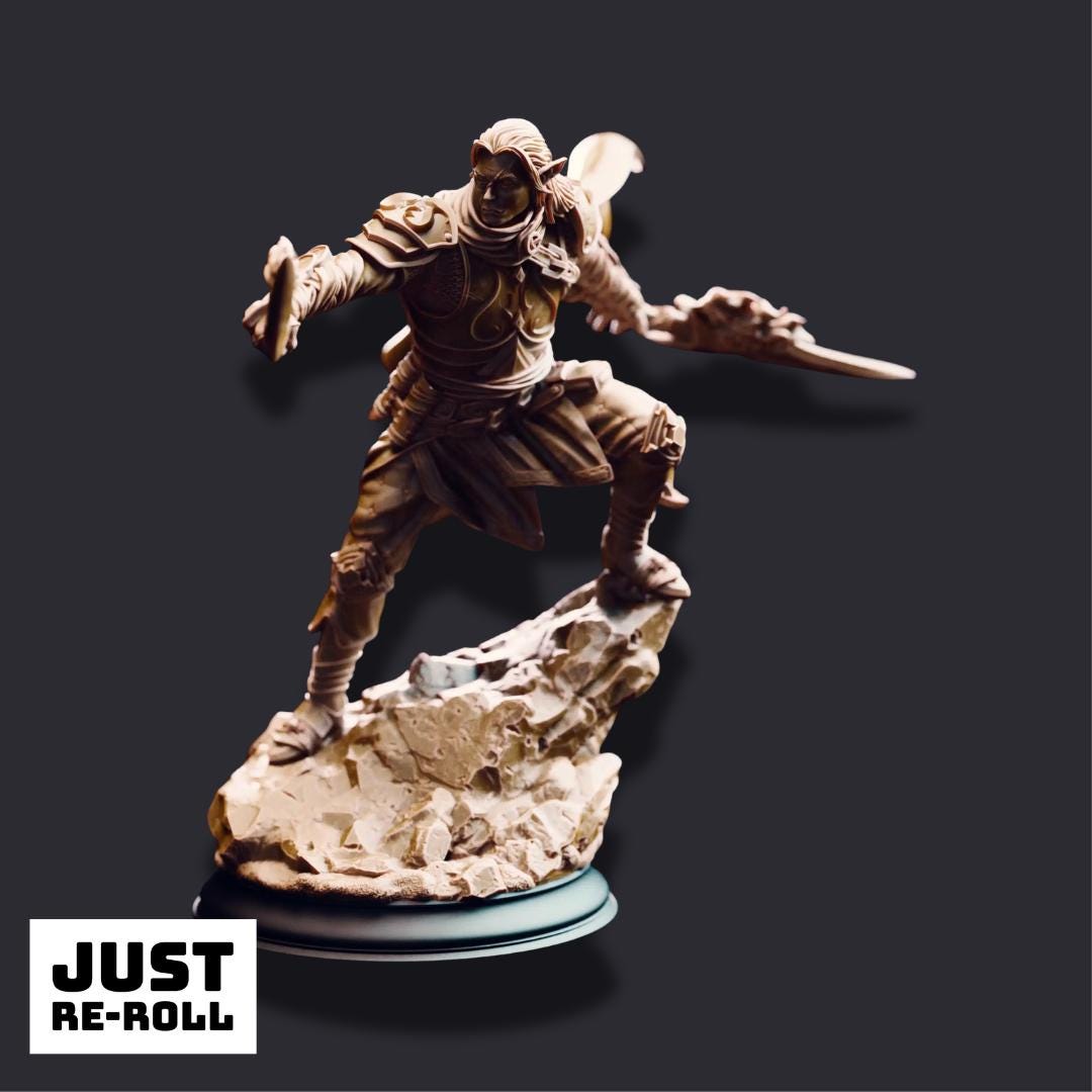 Reyvith the Valiant – Valadhar Veteran - 3D Printed Rogue Character Miniature