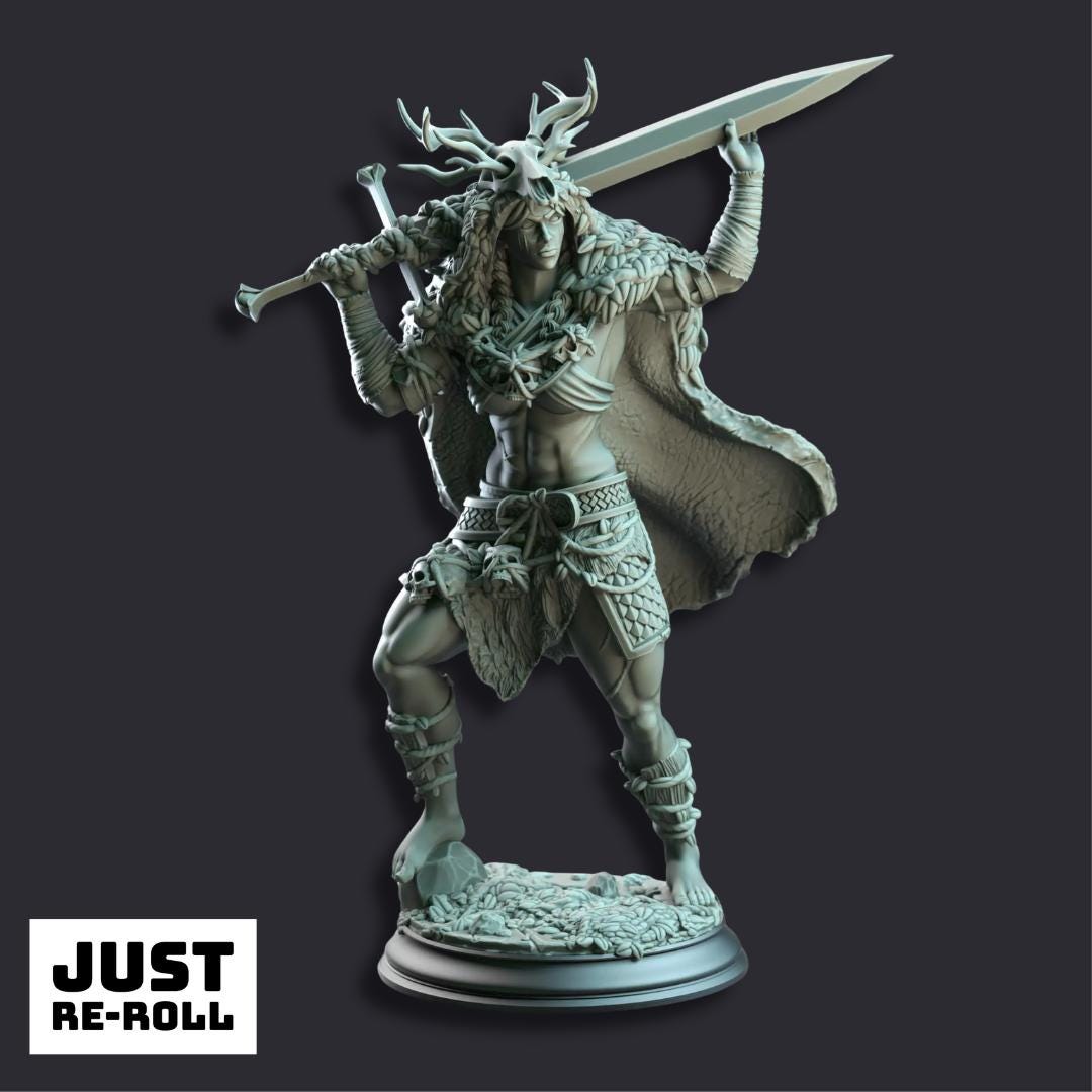 Aram’ra Nature’s Rage - 3D Printed Druid Character Miniature