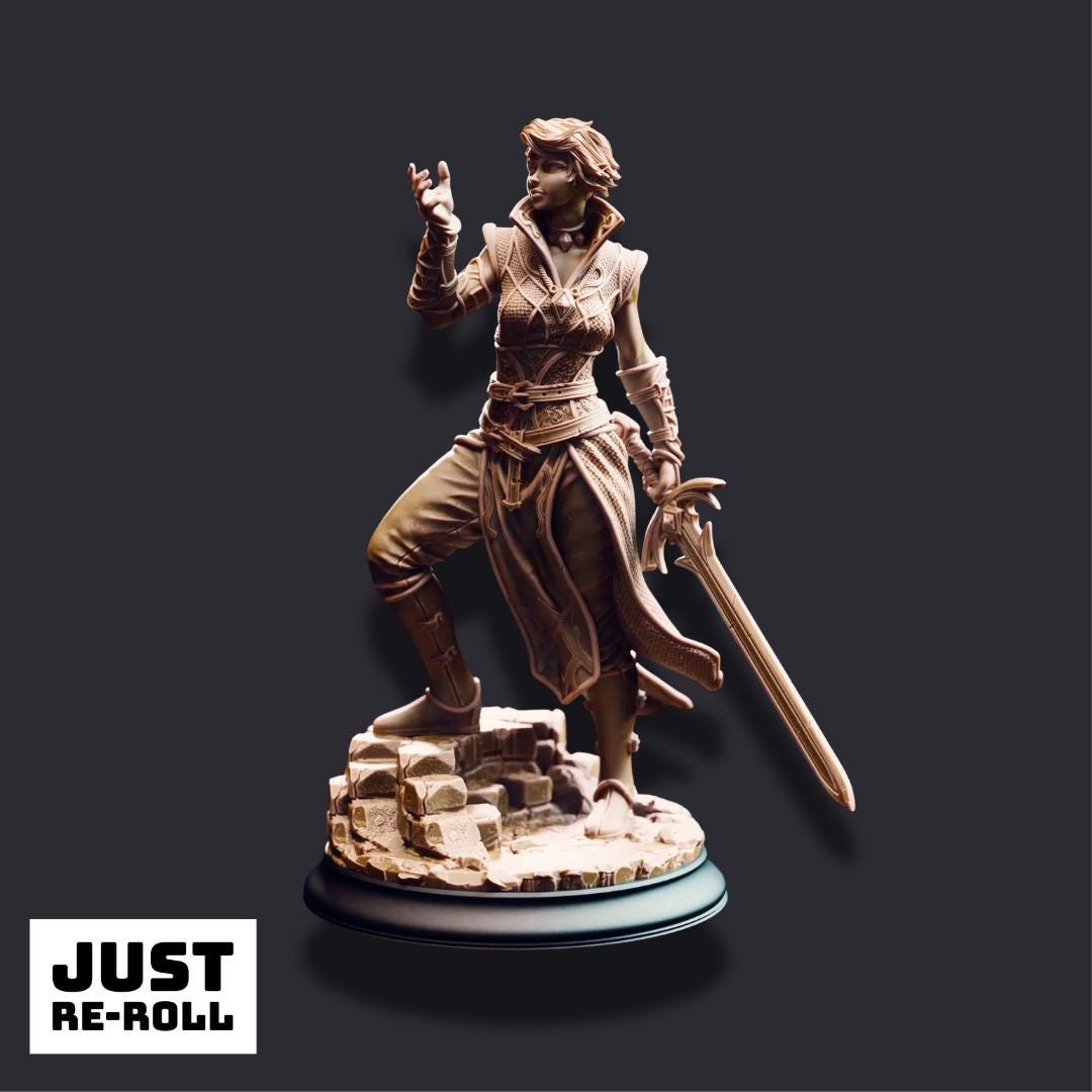 Karisia of Timberly – Half-Elf Hexblade - 3D Printed Fighter Character Miniature