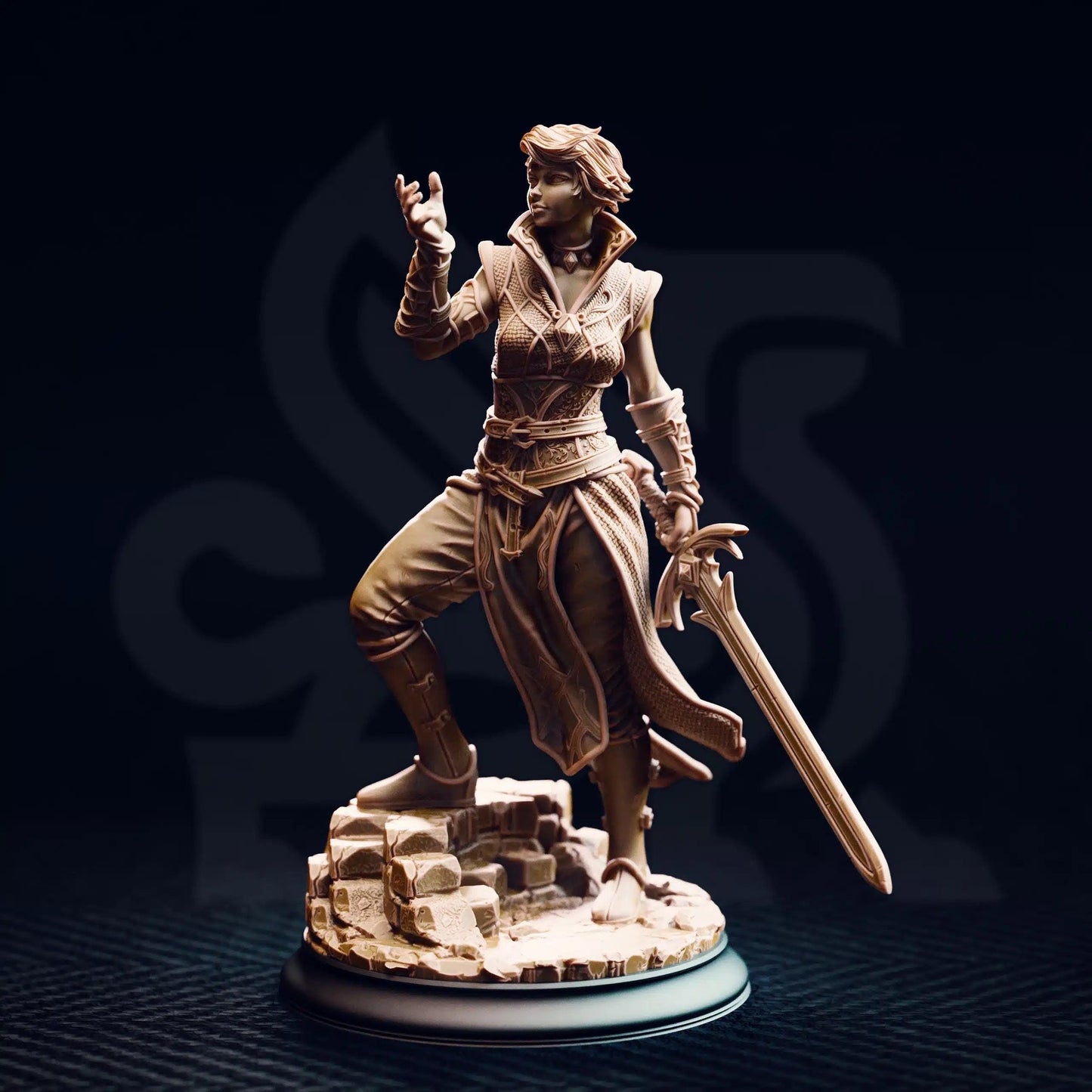 Karisia of Timberly – Half-Elf Hexblade - 3D Printed Fighter Character Miniature