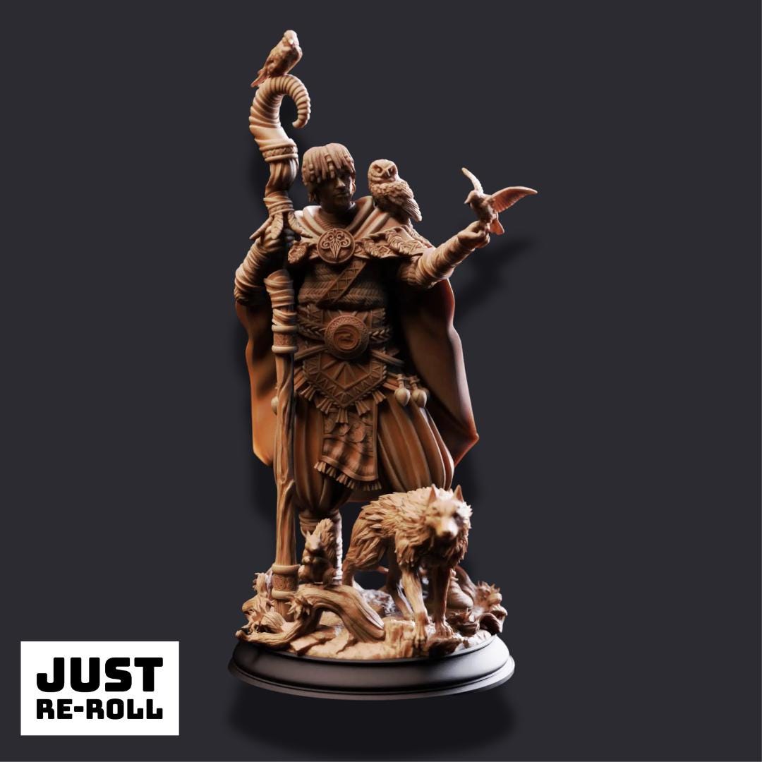 Gwambari – Animal Friend Shaman - 3D Printed Druid Character Miniature